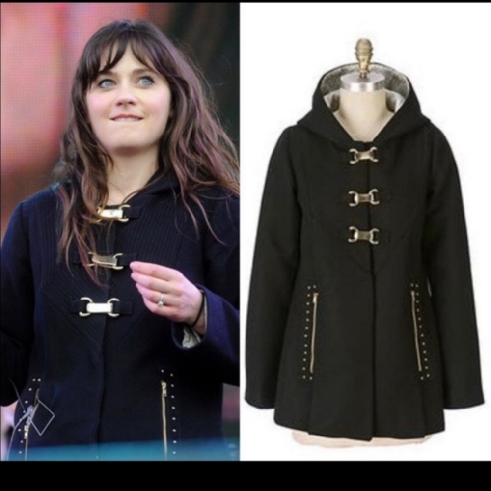 Madchen Anthropologie Firehouse Black Wool Peacoat